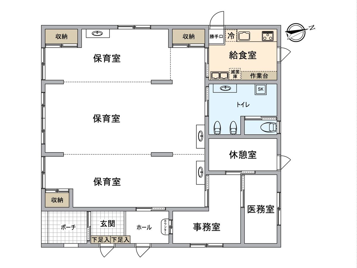 ハートフルキッズ習志野台保育園 新築 間取図(平面図) 間取図(平面図)