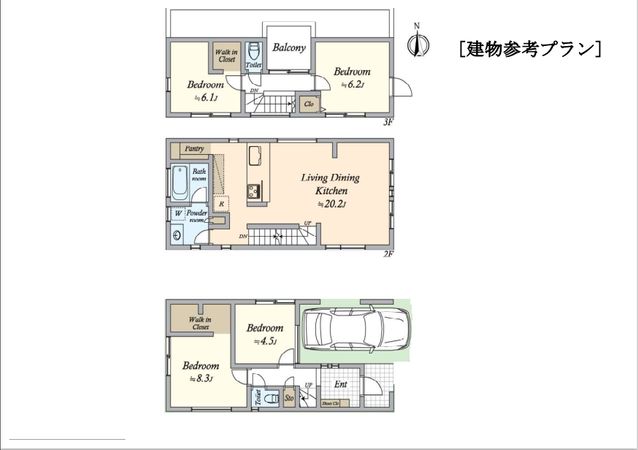 エクセレンス戸越6丁目建築条件付売地 建物プラン例 (間取り図) エクセレンス戸越6丁目建築条件付売地 建物プラン例 (間取り図)