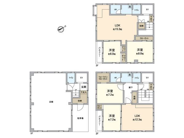 上池台3丁目店舗付住宅 間取図(平面図)
