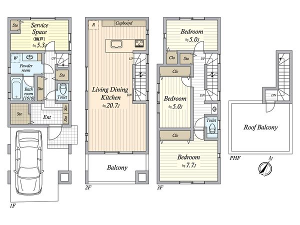 荏原7丁目新築戸建 間取図(平面図) 荏原7丁目新築戸建 間取図(平面図)