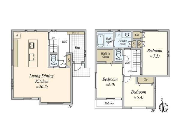 大田区東雪谷5丁目新築戸建 1号棟 間取図(平面図)
