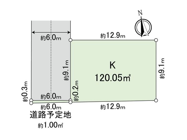 国分寺市北町3丁目 土地K区画 区画図