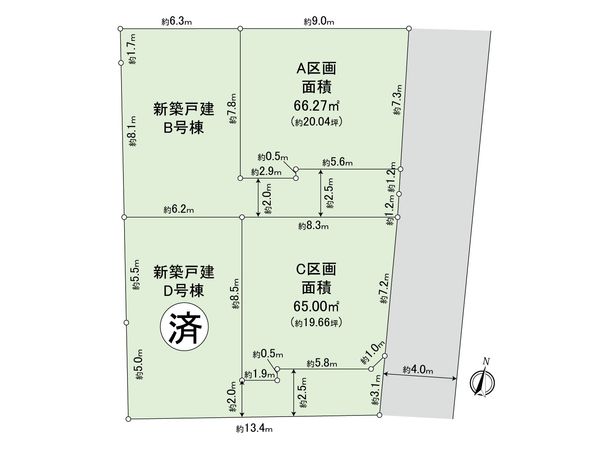 東大和市向原6丁目 土地 A区画 区画図 東大和市向原6丁目 土地 A区画 区画図