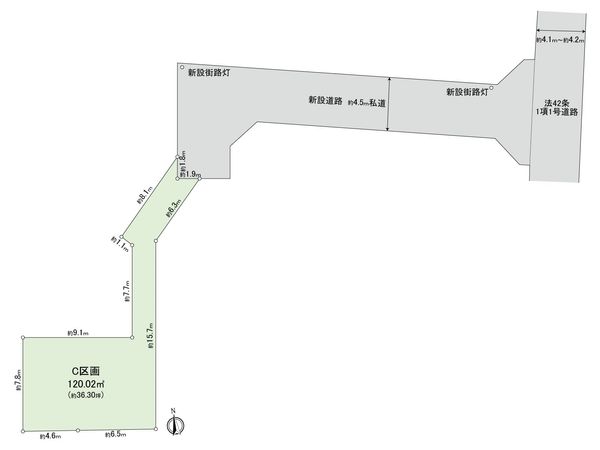 小金井市貫井南町4丁目 土地 C区画 区画図 小金井市貫井南町4丁目 土地 C区画 区画図