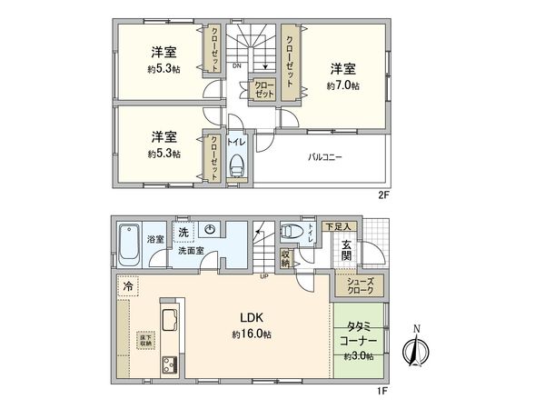 国立市東3丁目 18区画 建物プラン例 (間取り図)