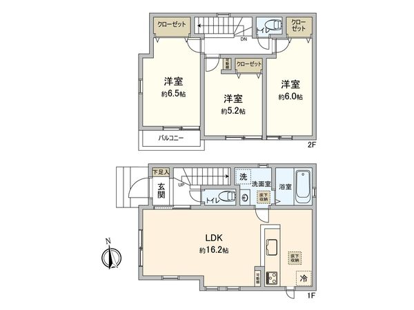 小平市上水南町2丁目 新築戸建 1号棟 間取図(平面図)