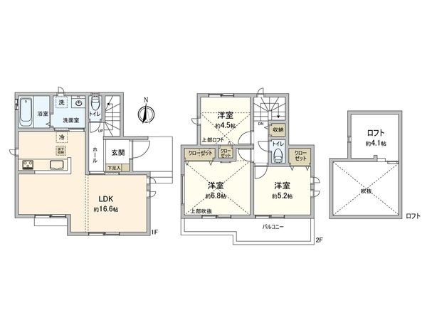 小平市鈴木町1丁目 新築戸建 1号棟 間取図(平面図) 小平市鈴木町1丁目 新築戸建 1号棟 間取図(平面図)