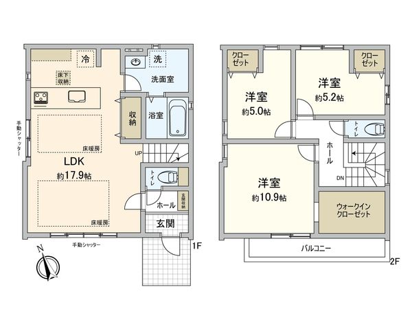 小金井市中町1丁目 新築戸建 間取図(平面図) 小金井市中町1丁目 新築戸建 間取図(平面図)