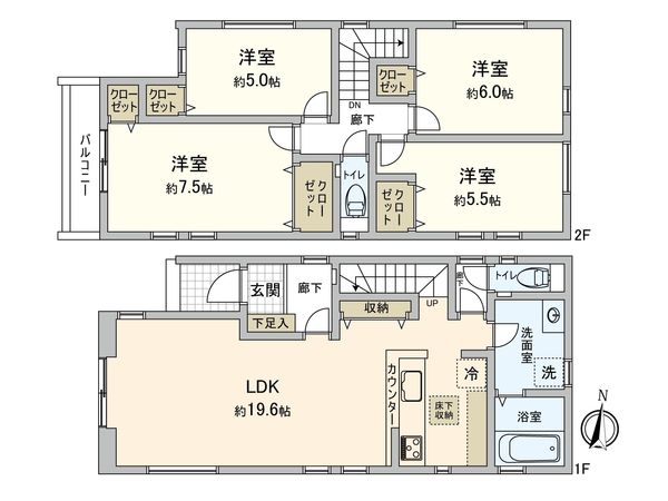 小金井市東町1丁目 新築戸建 1号棟 間取図(平面図) 小金井市東町1丁目 新築戸建 1号棟 間取図(平面図)