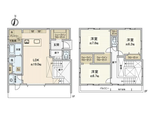 国分寺市並木町1丁目 新築戸建 間取図(平面図) 国分寺市並木町1丁目 新築戸建 間取図(平面図)
