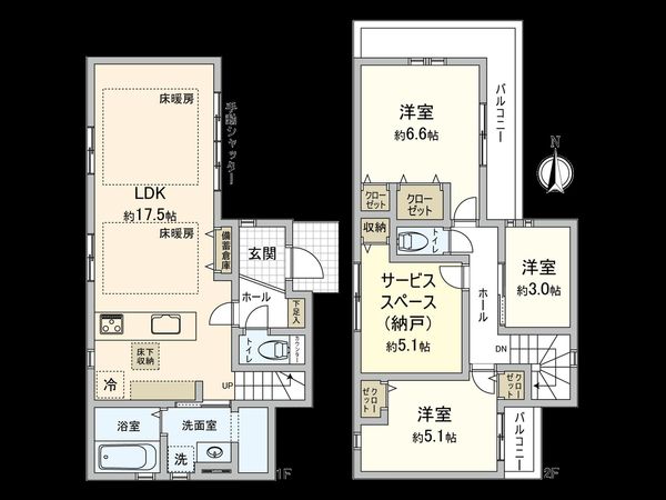 国立市東3丁目 1号棟 間取図(平面図) 国立市東3丁目 1号棟 間取図(平面図)