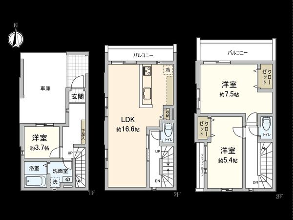 国立市東4丁目 1号棟 間取図(平面図) 国立市東4丁目 1号棟 間取図(平面図)