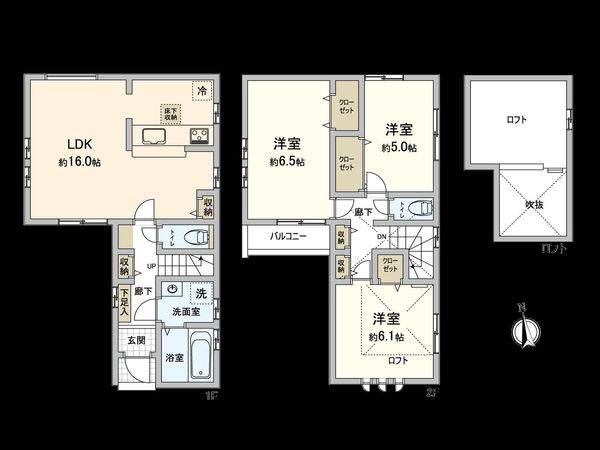 国立市富士見台1丁目 1号棟 間取図(平面図) 国立市富士見台1丁目 1号棟 間取図(平面図)