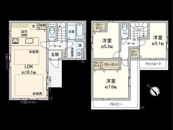国分寺市日吉町4丁目 1号棟 間取図(平面図) 国分寺市日吉町4丁目 1号棟 間取図(平面図)