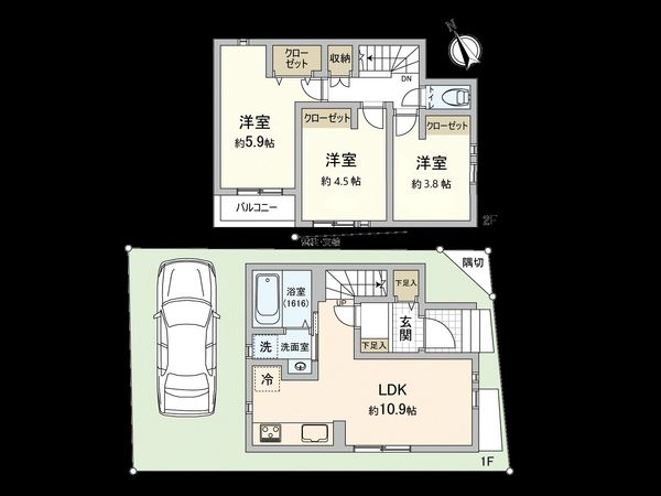 国立市東3丁目 2号棟 間取図(平面図) 国立市東3丁目 2号棟 間取図(平面図)