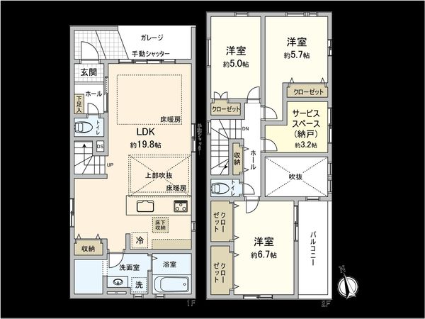 国立市東3丁目 1号棟 間取図(平面図) 国立市東3丁目 1号棟 間取図(平面図)