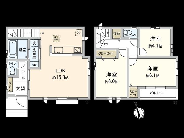 国立市富士見台1丁目 B号棟 間取図(平面図) 国立市富士見台1丁目 B号棟 間取図(平面図)