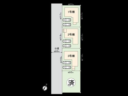 国分寺市高木町1丁目 2号棟 全体区画図