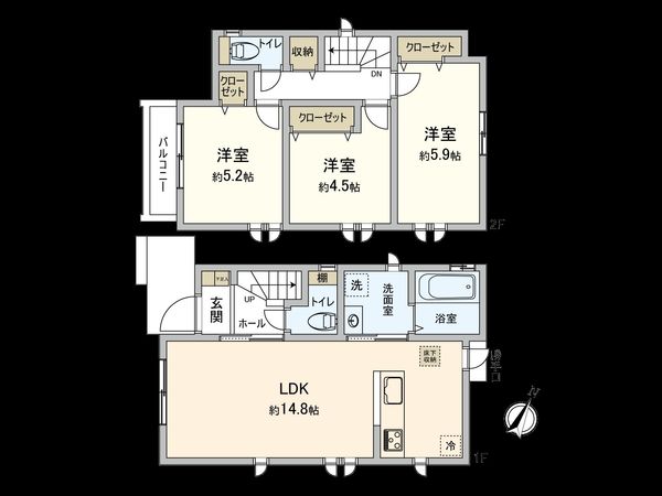 国立市富士見台1丁目 C号棟 間取図(平面図) 国立市富士見台1丁目 C号棟 間取図(平面図)