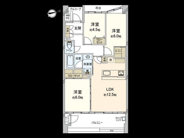 ライオンズヴィアーレ立川 間取図(平面図) ライオンズヴィアーレ立川 間取図(平面図)